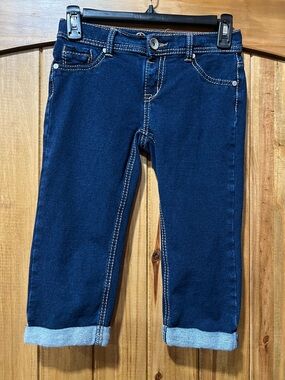 Justice Girls Dark Blue Rolled Cuff Jeans